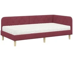Lova Kampinė lovos konstrukcija Vyno raudona 90 x 200 cm audinys