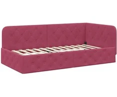 Lova Kampinė lovos konstrukcija Vyno raudona 90 x 200 cm Aksomas