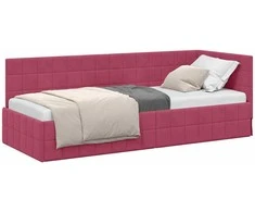 Lova Kampinė lovos konstrukcija Vyno raudona 80 cm x 200 cm Aksomas