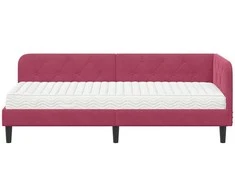 Lova Kampinė lovos konstrukcija Vyno raudona 80 x 200 cm Aksomas