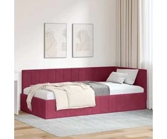 Lova Kampinė lovos konstrukcija Vyno raudona 90 cm x 190 cm Aksomas