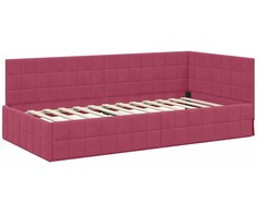 Lova Kampinė lovos konstrukcija Vyno raudona 90 cm x 200 cm Aksomas