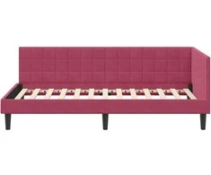 Lova Kampinė lovos konstrukcija Vyno raudona 90 cm x 200 cm Aksomas