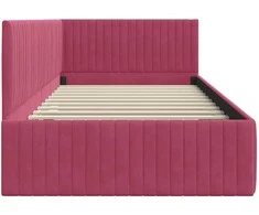 Lova Kampinė lovos konstrukcija Vyno raudona 100 cm x 200 cm Aksomas
