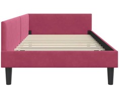 Lova Kampinė lovos konstrukcija Vyno raudona 90 cm x 200 cm Aksomas