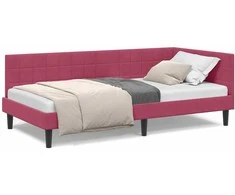 Lova Kampinė lovos konstrukcija Vyno raudona 90 cm x 200 cm Aksomas