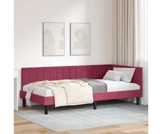 Lova Kampinė lovos konstrukcija Vyno raudona 100 cm x 200 cm Aksomas