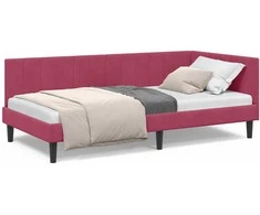 Lova Kampinė lovos konstrukcija Vyno raudona 90 cm x 190 cm Aksomas