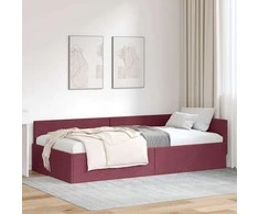 Lova Kampinė lovos konstrukcija Vyno raudona 100 cm x 200 cm audinys