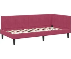 Lova Kampinė lovos konstrukcija Vyno raudona 100 cm x 200 cm Aksomas