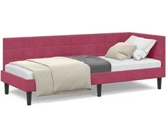 Lova Kampinė lovos konstrukcija Vyno raudona 80 cm x 200 cm Aksomas