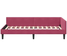 Lova Kampinė lovos konstrukcija Vyno raudona 100 cm x 200 cm Aksomas
