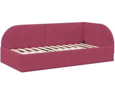 Lova Kampinė lovos konstrukcija Vyno raudona 90 cm x 200 cm Aksomas