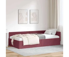 Lova Kampinė lovos konstrukcija Vyno raudona 80 cm x 200 cm audinys