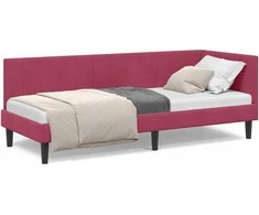 Lova Kampinė lovos konstrukcija Vyno raudona 80 cm x 200 cm Aksomas