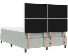 Kiemas lova su galvūgalio Šviesiai pilka 200 x 160 cm Aksomas