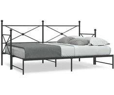 Lova kušetė su kušete be čiužinio Juodas 75x190 cm Plienas