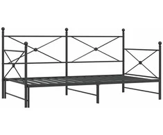 Lova kušetė su kušete be čiužinio Juodas 107x203 cm Plienas