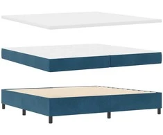 Kiemas lova su čiužiniu Tamsi mėlyna 200 x 200 cm Aksomas