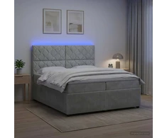 Lova LED lovos čiužinys su LED apšvietimu Šviesiai pilka Aksomas