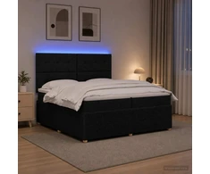 Lova LED lovos čiužinys su LED apšvietimu Juoda 200 x 200 cm Audinys