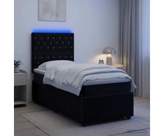 Lova LED lovos čiužinys su LED apšvietimu Juoda 80 x 200 cm Aksomas
