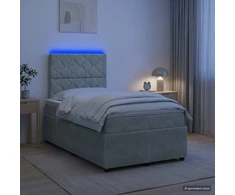 Lova LED lovos čiužinys su LED apšvietimu Šviesiai pilka Aksomas