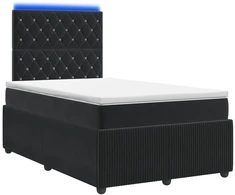 Lova LED lovos čiužinys su LED apšvietimu Juoda 120 x 190 cm Aksomas