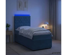 Lova LED lovos čiužinys su LED apšvietimu Mėlyna 90 x 190 cm Aksomas