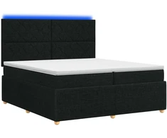 Lova LED lovos čiužinys su LED apšvietimu Juoda 200 x 200 cm Audinys