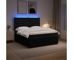 Lova LED lovos čiužinys su LED apšvietimu Juoda 200 x 200 cm Aksomas