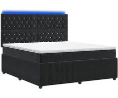 Lova LED lovos čiužinys su LED apšvietimu Juoda 160 x 200 cm Aksomas