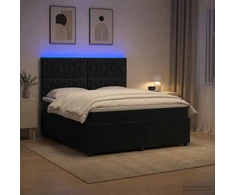 Lova LED lovos čiužinys su LED apšvietimu Juoda 160 x 200 cm Aksomas
