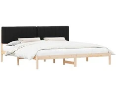 Lovo rėmas su apmuštu galvūgaliu Juodas 200 x 200 cm