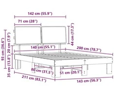 Lovo rėmas su apmuštu galvūgaliu Šviesiai pilka 140 x 200 cm