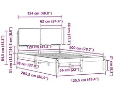 Lova Lovo rėmas su apmuštu galvūgaliu Šviesiai pilka 120 x 200 cm
