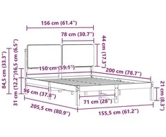 Lova Lovo rėmas su apmuštu galvūgaliu Šviesiai pilka 150 x 200 cm