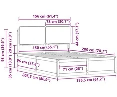 Lovo rėmas su apmuštu galvūgaliu Šviesiai pilka 150 x 200 cm