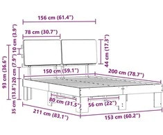 Lova Lovo rėmas su apmuštu galvūgaliu Tamsiai pilka 150 x 200 cm