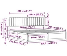 Lovo rėmas su apmuštu galvūgaliu Tamsiai pilka 200 x 200 cm