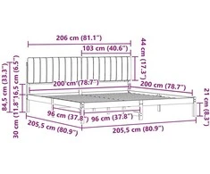 Lovo rėmas su apmuštu galvūgaliu Tamsiai pilka 200 x 200 cm