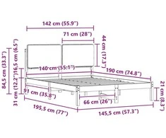 Lovo rėmas su apmuštu galvūgaliu Tamsiai pilka 140 x 190 cm
