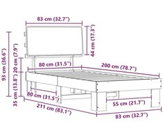 Lova Lovo rėmas su apmuštu galvūgaliu Tamsiai pilka 80 x 200 cm