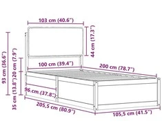 Lova Lovo rėmas su apmuštu galvūgaliu Tamsiai pilka 100 x 200 cm