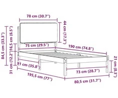 Lova Lovo rėmas su apmuštu galvūgaliu Tamsiai pilka 75 x 190 cm