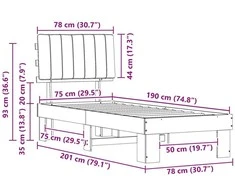 Lova Lovo rėmas su apmuštu galvūgaliu Tamsiai pilka 75 x 190 cm