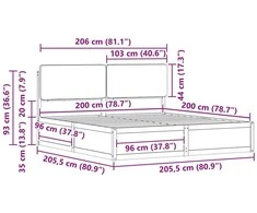 Lovo rėmas su apmuštu galvūgaliu Taupe 200 x 200 cm
