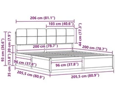 Lovo rėmas su apmuštu galvūgaliu Taupe 200 x 200 cm