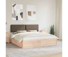 Lovo rėmas su apmuštu galvūgaliu Taupe 200 x 200 cm
