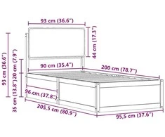 Lova Lovo rėmas su apmuštu galvūgaliu Taupe 90 x 200 cm